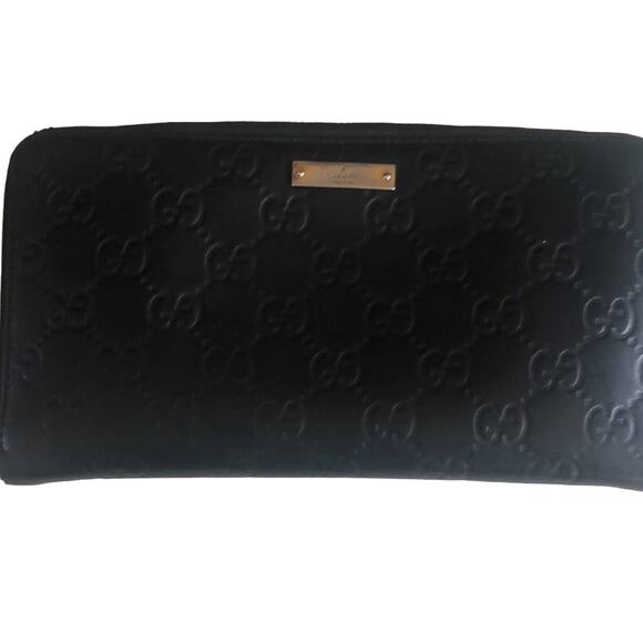 Gucci Black Guccissima Zip Around Long Wallet GG Signature leather - Picture 3 of 12